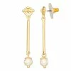 Nine West Gold Tone Simulated Pearl Linear Drop Earrings