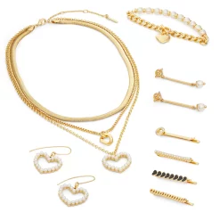 Nine West Gold Tone Simulated Pearl Heart Threader Earrings 5 Nine West Gold Tone Simulated Pearl Heart Threader Earrings -Napier Elegant shop 5807424 ALT9