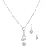 Napier Silver Tone Simulated Pearl Necklace & Drop Earrings Set