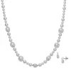 Napier Silver Tone Simulated Pearl Collar Necklace & Stud Earrings Set
