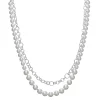 Napier Silver Tone Simulated Pearl Double-Strand Necklace
