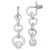 Napier Silver Tone Simulated Pearl Linear Drop Earrings