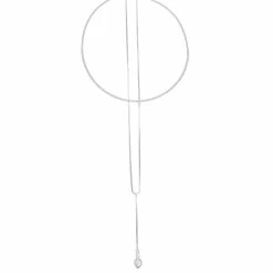 Nine West Silver Tone Simulated Crystal Multirow Necklace