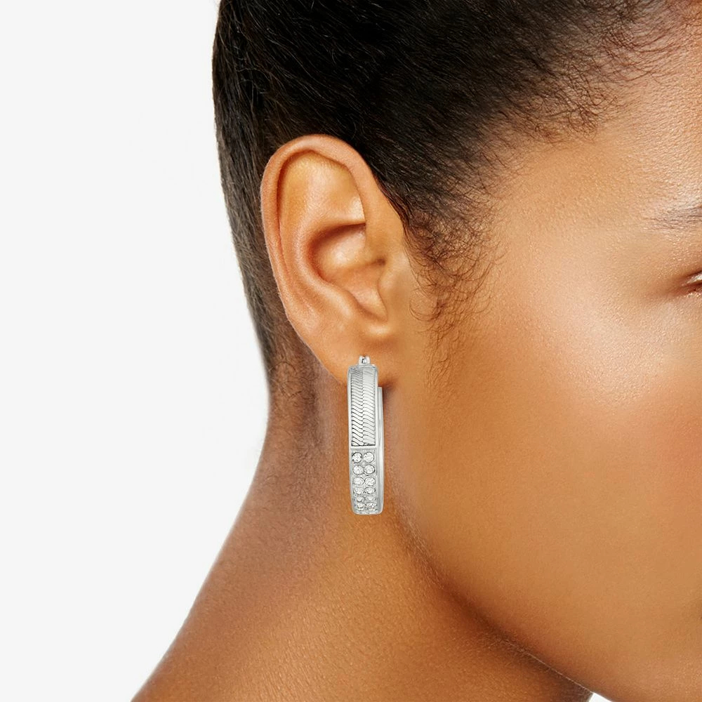 Nine West Pave Click-It Hoop Earrings 2 Nine West Pave Click-It Hoop Earrings - Image 2