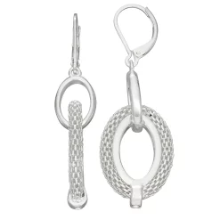 Napier Silver Tone Treasures Oval Earrings