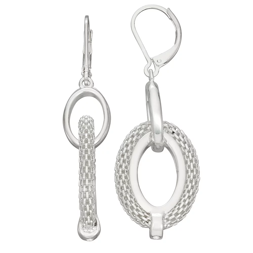 Napier Silver Tone Treasures Oval Earrings 1 Napier Silver Tone Treasures Oval Earrings