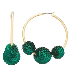 Nine West Sequins Disco Hoop Earrings -Napier Elegant shop 5808086 Green