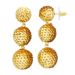 Nine West Sequins Disco Triple Drop Earrings -Napier Elegant shop 5808087 Gold Tone