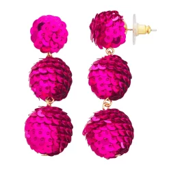 Nine West Sequins Disco Triple Drop Earrings -Napier Elegant shop 5808087 Pink