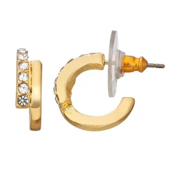 Nine West Gold Tone Bypass Huggie Hoop Earrings