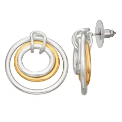 Napier Two-Tone Multi-Circle Doorknocker Earrings