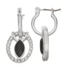 Napier Silver Tone Social Hoop Drop Earrings