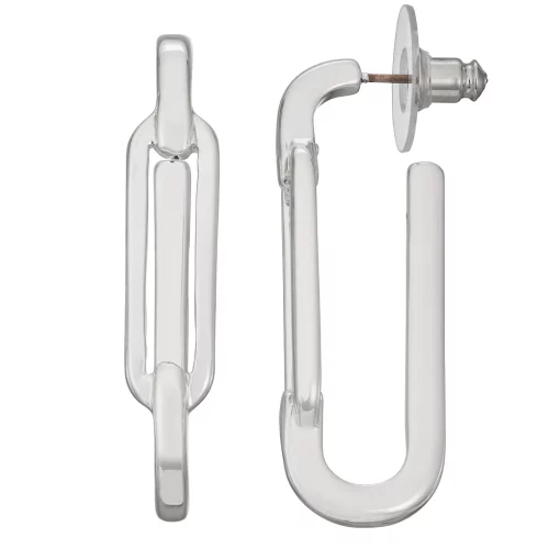 Nine West Silver Tone Link Post Hoop Earrings -Napier Elegant shop 5808706