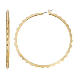 Nine West Gold Tone Large Wavy Click-It Earrings