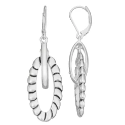 Napier Silver Tone Casual Twist Double Drop Earrings