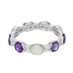 Napier Silver-Tone 7.5" December Stones Modern Stretch Braclet