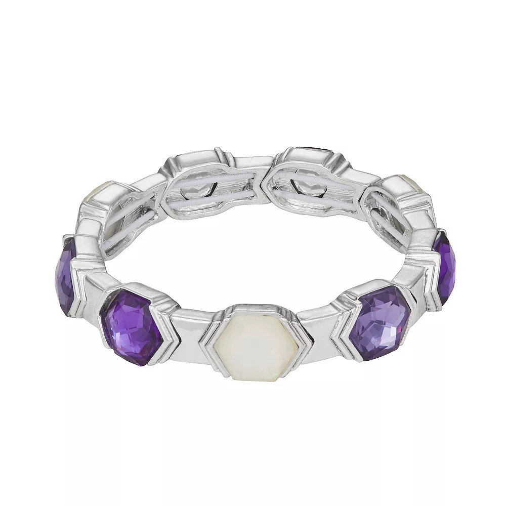 Napier Silver-Tone 7.5" December Stones Modern Stretch Braclet 1 Napier Silver-Tone 7.5" December Stones Modern Stretch Braclet