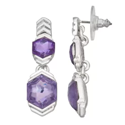 Napier Silver-Tone December Stone Double Drop Earrings