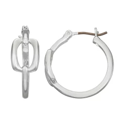 Napier Silver Tone Tailored Hoop Earrings