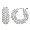 Napier Silver Tone 19 MM Beaded Hoop Earrings