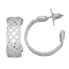 Napier Silver Tone Woven C Hoop Earrings