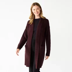 Women's Nine West Shawl Collar Cardigan -Napier Elegant shop 5826042 Zinfindandel Heather