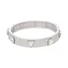 Nine West Silver Tone Simulated Crystal Heart Stretch Bracelet