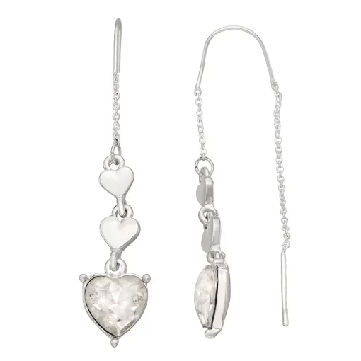 Nine West Silver Tone Triple Heart Threader Earrings 1 Nine West Silver Tone Triple Heart Threader Earrings -Napier Elegant shop 5893018