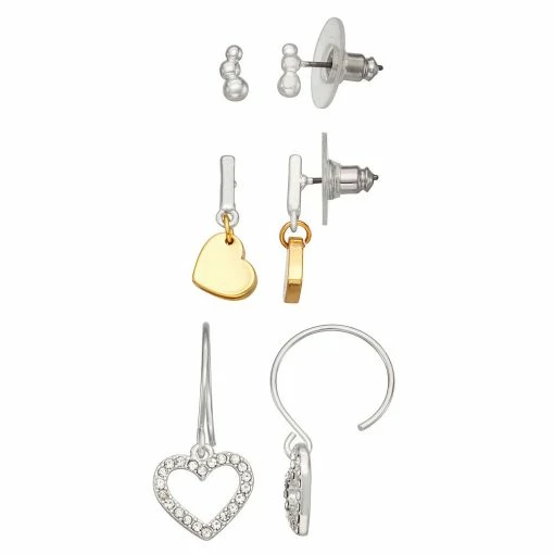 Nine West Silver Tone Heart Trio Earring Set 5 Nine West Silver Tone Heart Trio Earring Set -Napier Elegant shop 5893022