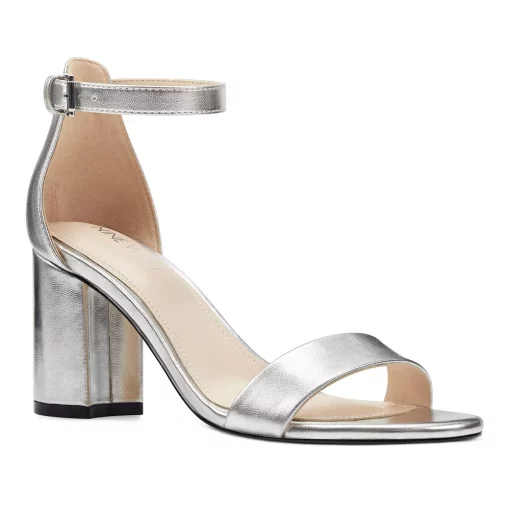 Nine West Sandy Women's Block Heel Sandals -Napier Elegant shop 6150776 Silver