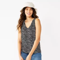 Women's Nine West Easy V-Neck Tank -Napier Elegant shop 6171582 Black Horizon Stripe