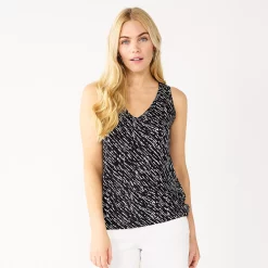 Women's Nine West Easy V-Neck Tank -Napier Elegant shop 6171582 Black Wood Diagonal