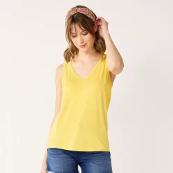 Women's Nine West Easy V-Neck Tank -Napier Elegant shop 6171582 Furry Gold