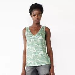 Women's Nine West Easy V-Neck Tank -Napier Elegant shop 6171582 Sage Camo
