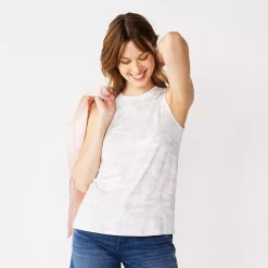 Nine West Essential Easy High-Neck Tank -Napier Elegant shop 6171805 Gray Camo