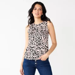 Nine West Essential Easy High-Neck Tank -Napier Elegant shop 6171805 Tan Spots