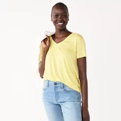 Women's Nine West Essential V-Neck Tee 14 Women's Nine West Essential V-Neck Tee -Napier Elegant shop 6172031 Yellow Cobble Dot